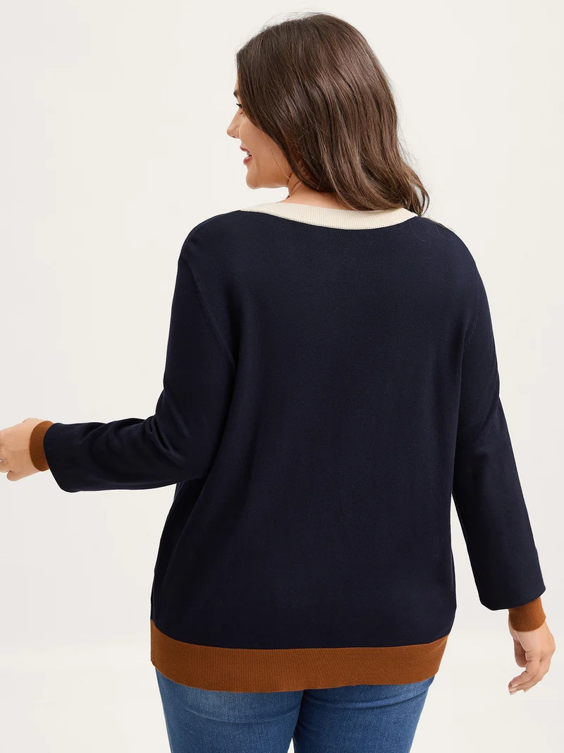 Supersoft Color Contrast Button-Down Knit Cardigan