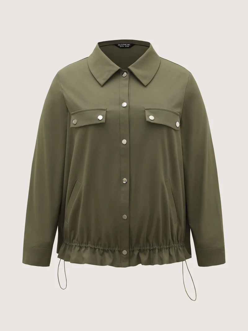 Elastic Adjustable Hem Pockets Jacket