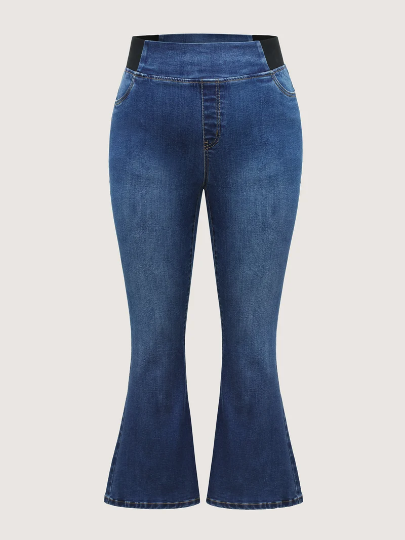Tapered Stretchy Waist Bootcut Jeans