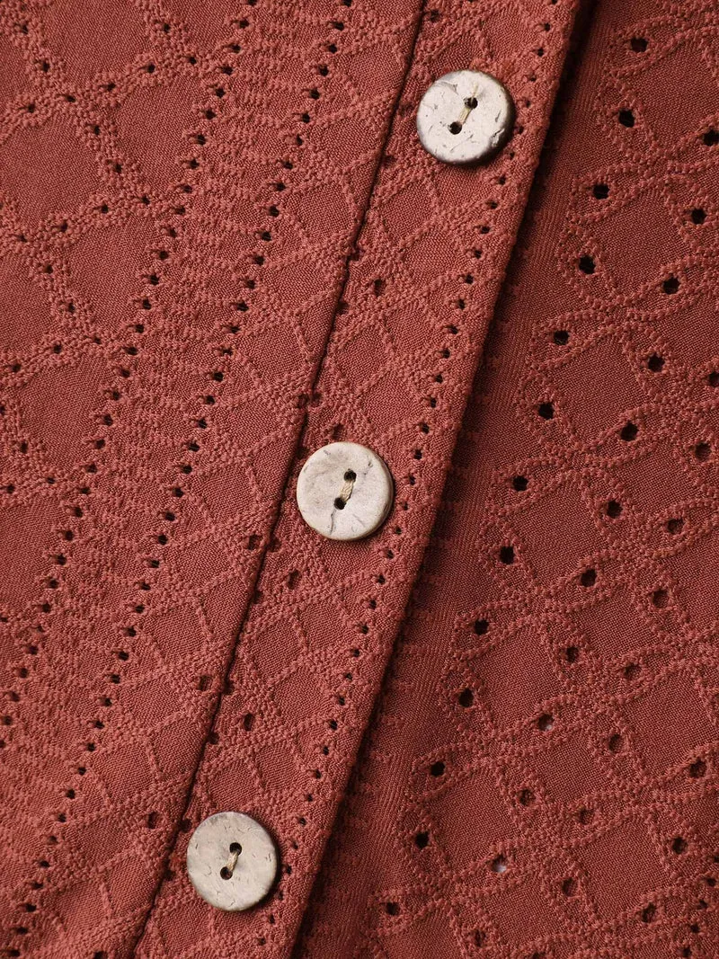 Textured Hooded Half Button Placket T-Shirt