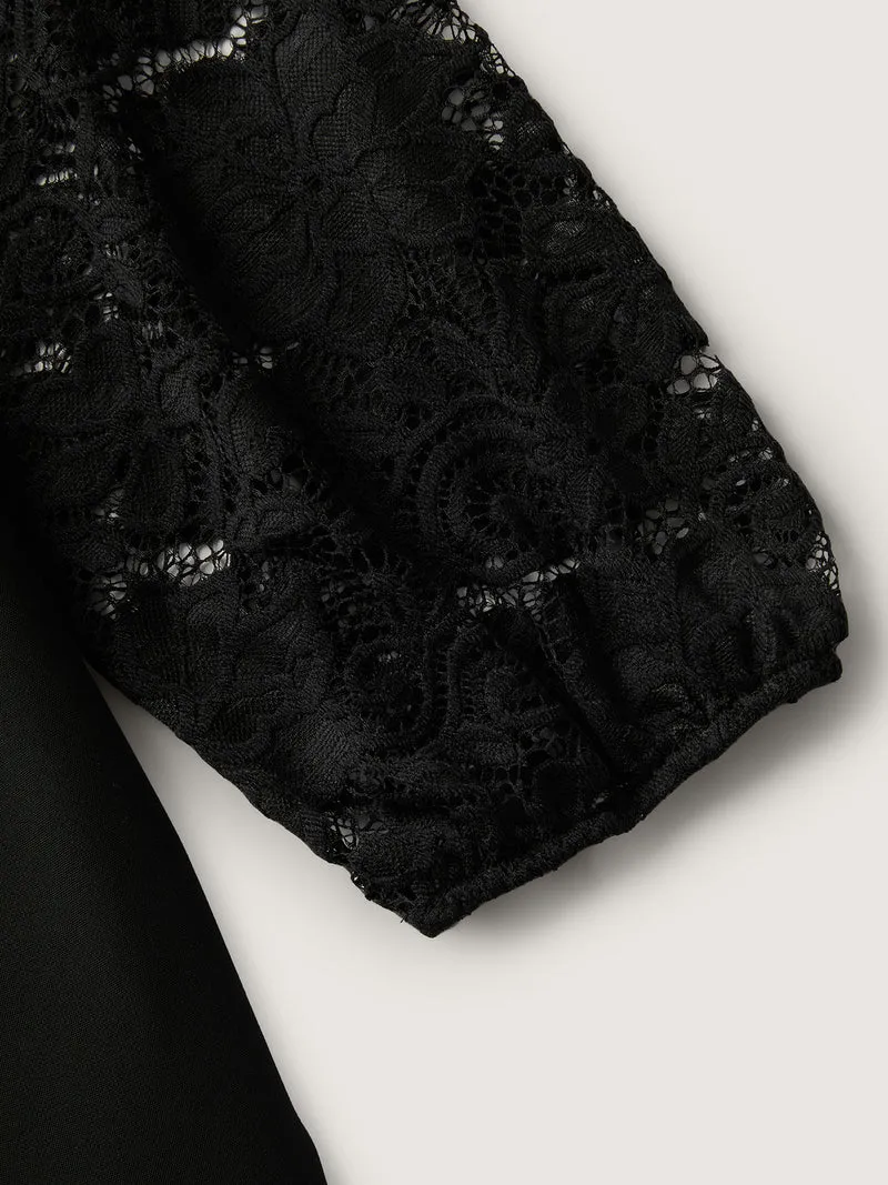 Sheer Floral Embroidered Scalloped Neck Midi Dress