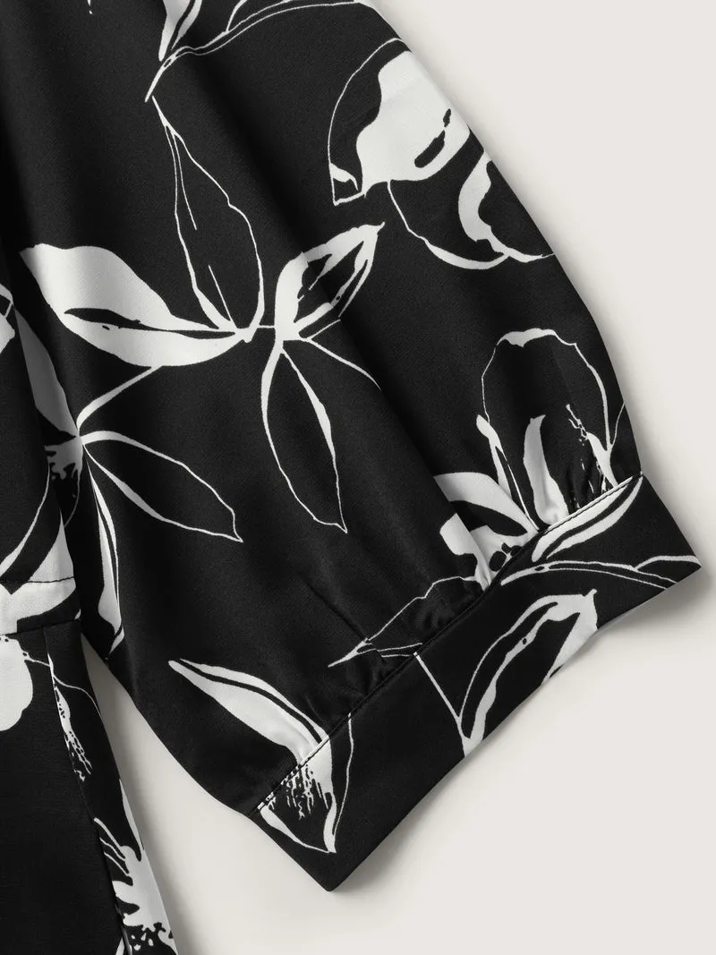 Floral Print Drawstring Waist Midi Dress