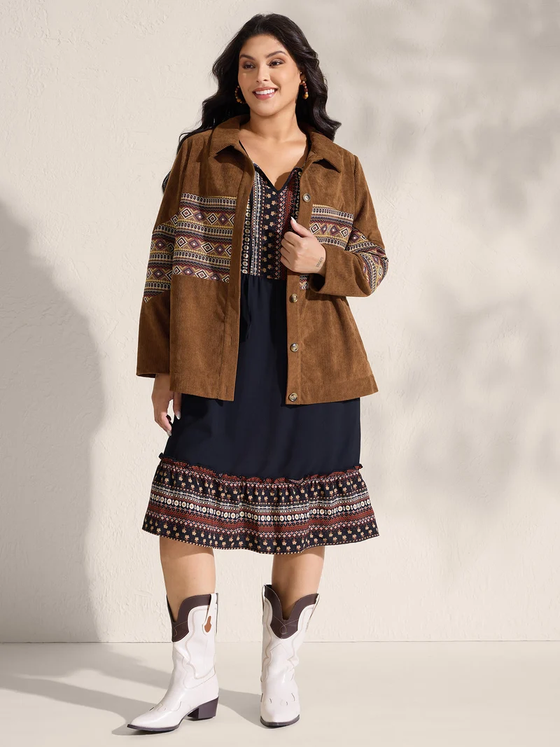Rodeo Boho Print Button Front Jacket