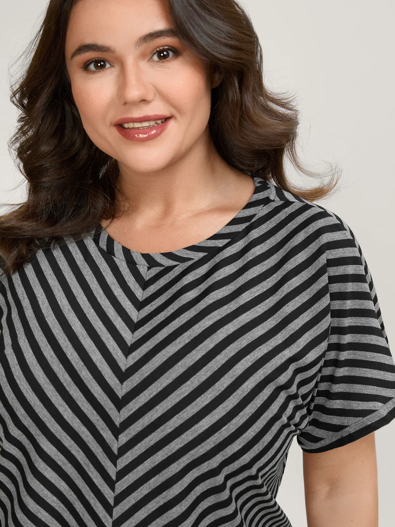 Striped Print Round Neck T-Shirt