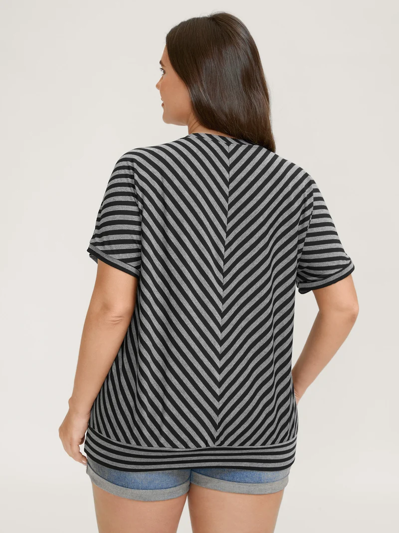 Striped Print Round Neck T-Shirt