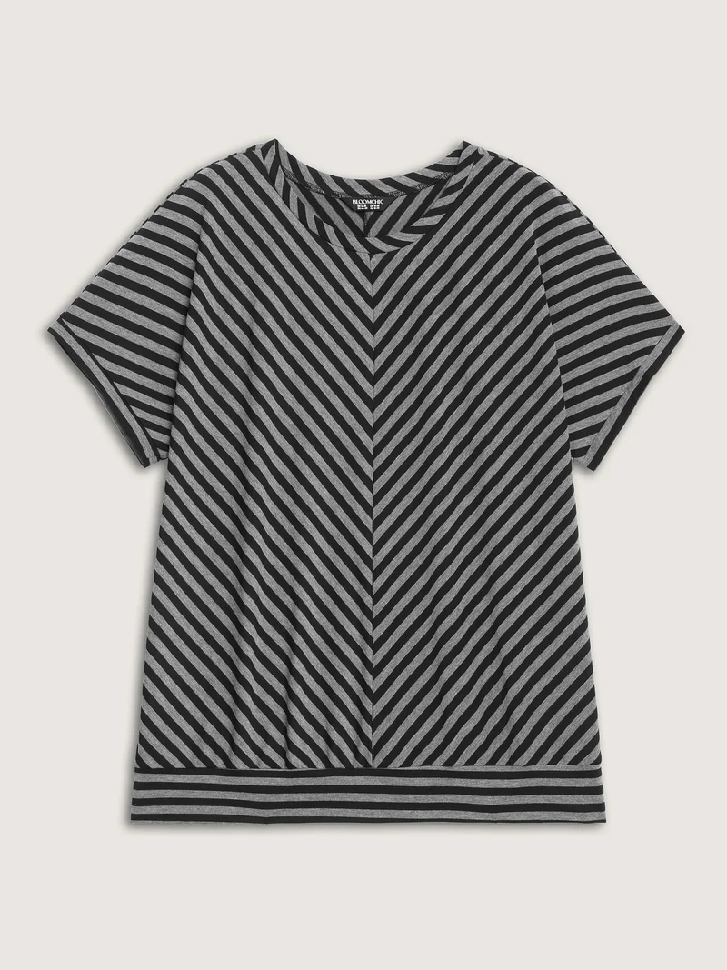 Striped Print Round Neck T-Shirt
