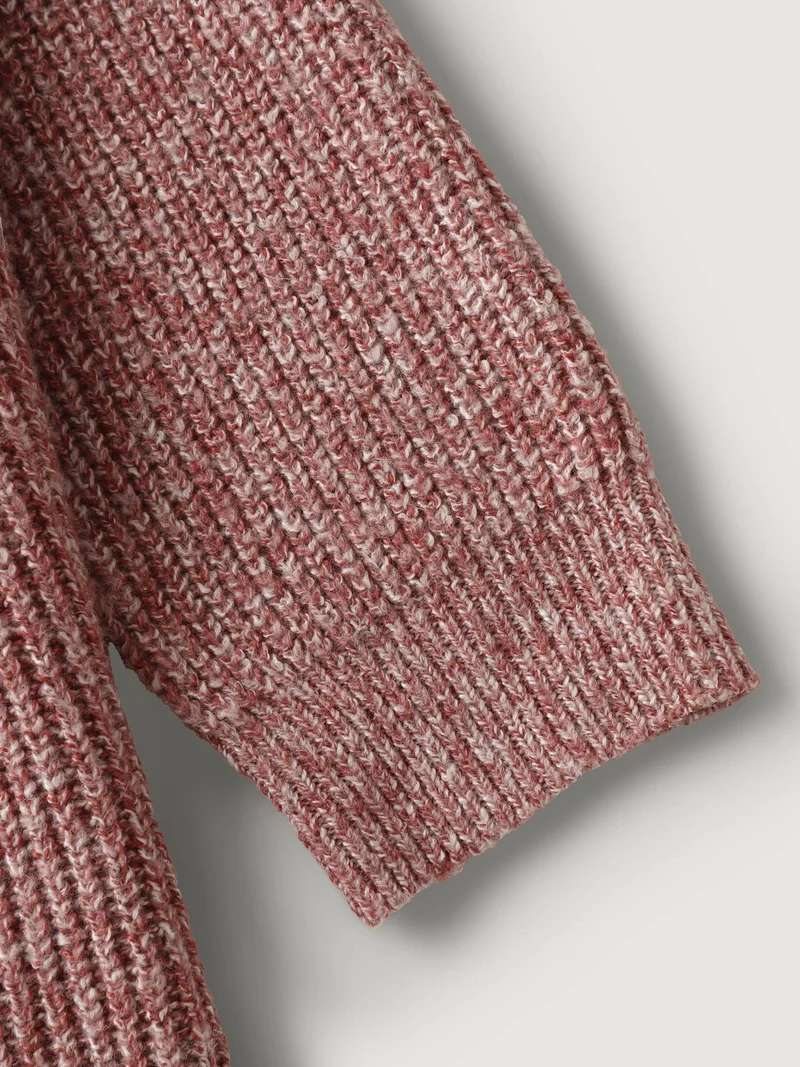 Textured Hooded Color Contrast Pullover