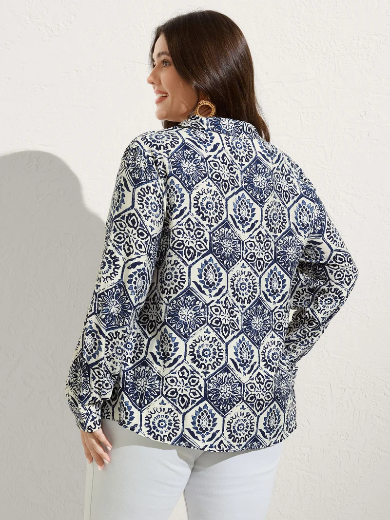 Geometric Print Button-Down Shirt