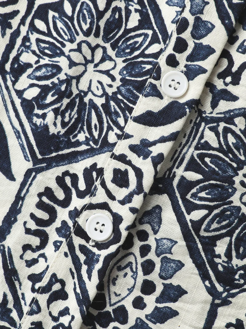 Geometric Print Button-Down Shirt