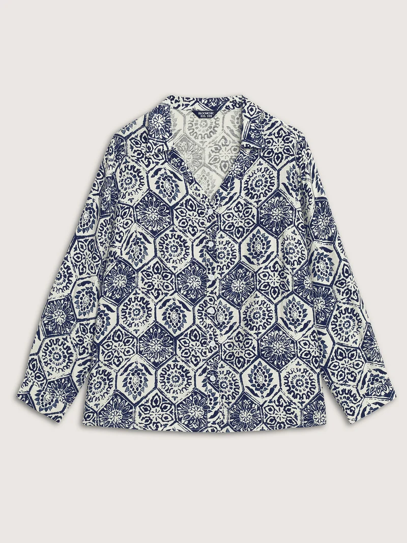 Geometric Print Button-Down Shirt