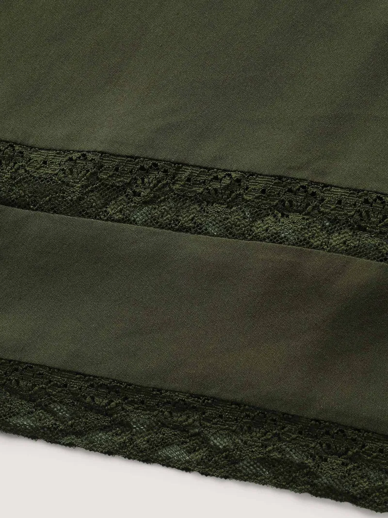 Ruffled Lace Hem Wide-Leg Pants
