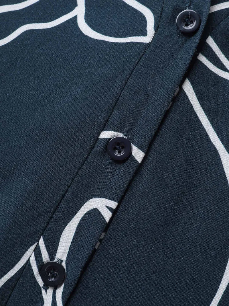 Floral Print Cinched Flared Knee-Length Dress