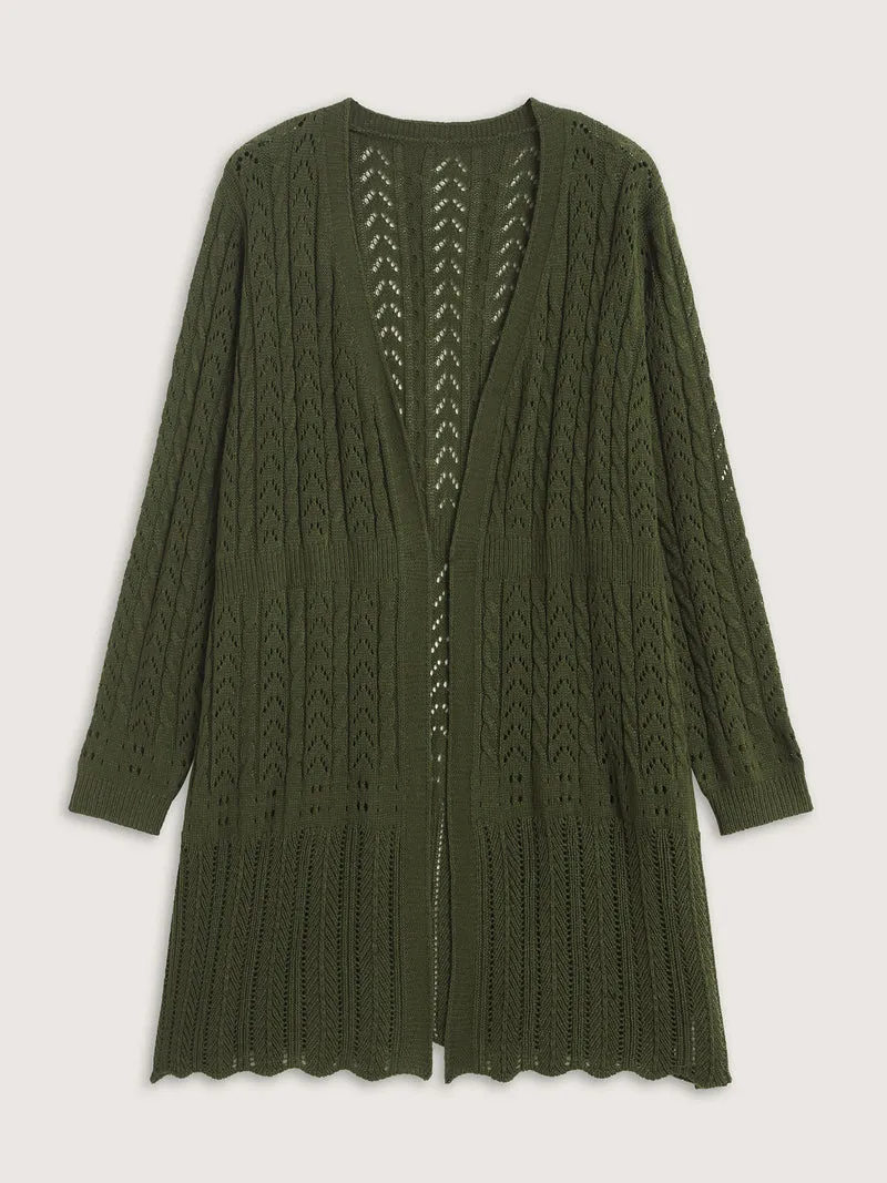 Textured Cut-Out Long Sleeve Knit Cardigan