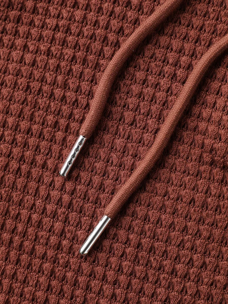 Textured Hooded Neck-Tie T-Shirt