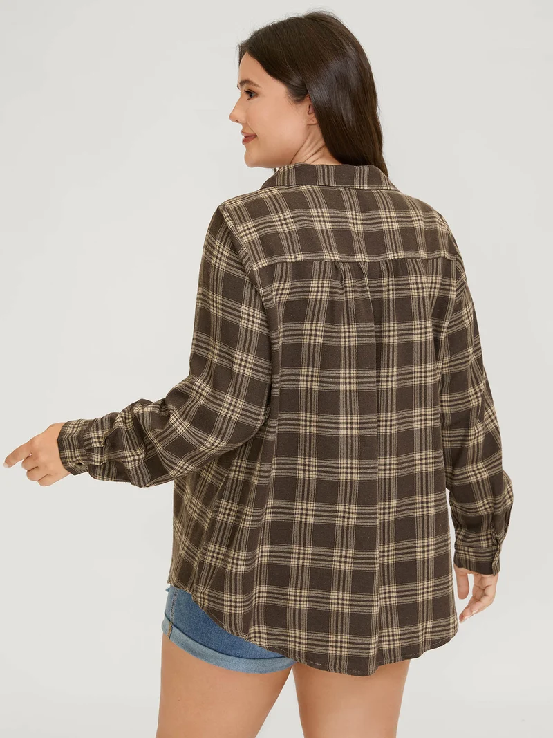 Checkered Print Textured Button-Down Shirt