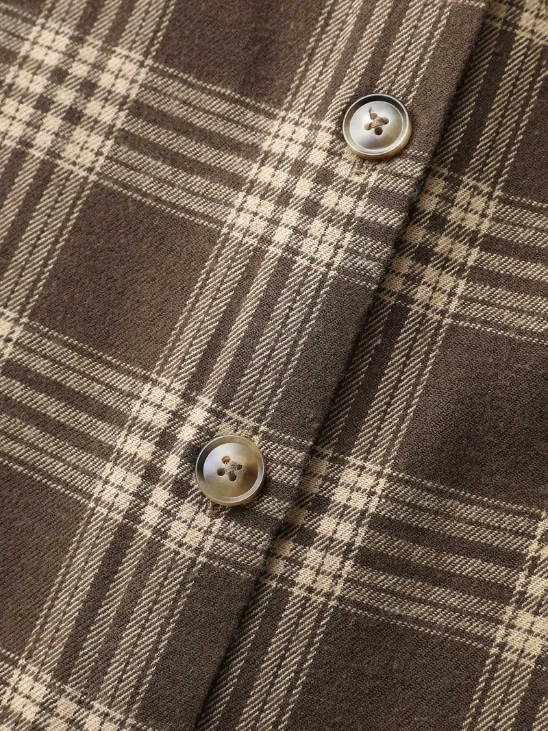 Checkered Print Textured Button-Down Shirt