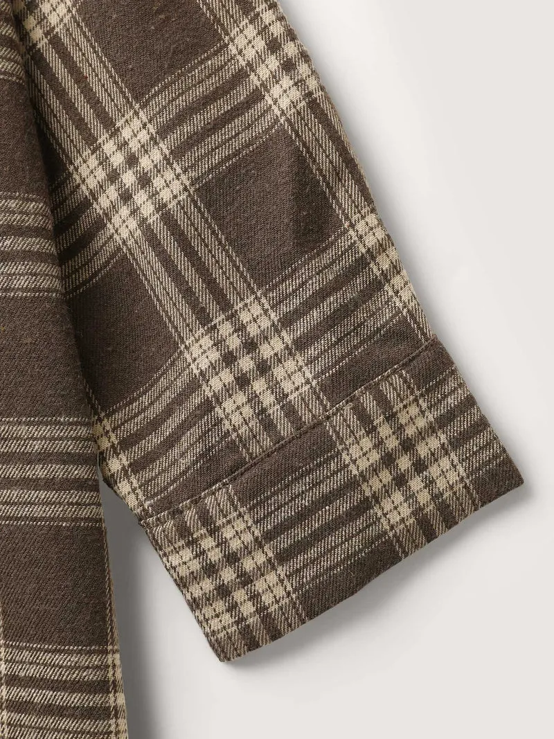 Checkered Print Textured Button-Down Shirt