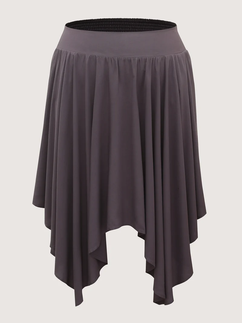 High-Low Hem Wide Waistband Midi Skirt