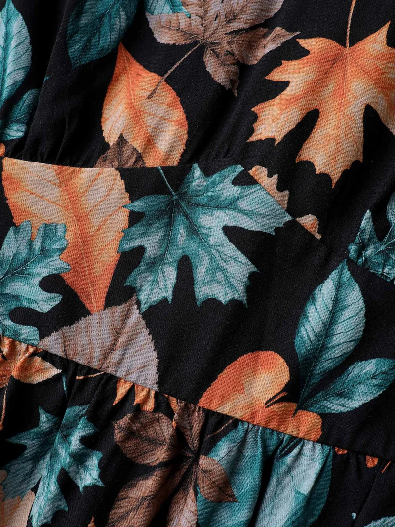 Floral Print V-Neck Pockets Knee-Length Dress