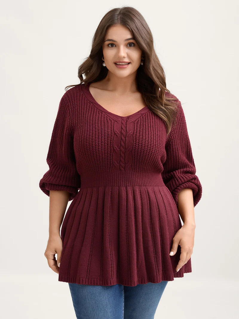 Backless Ties Textured Cinched Pullover