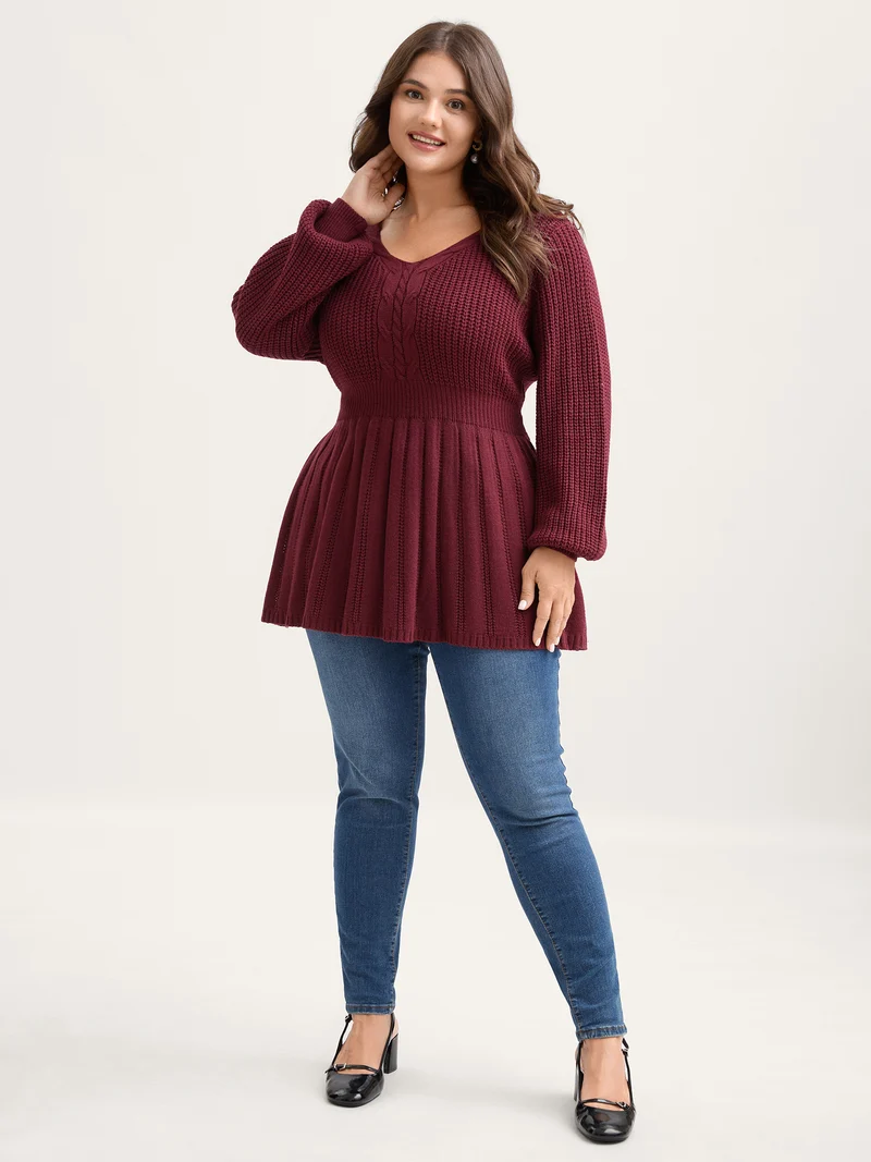 Backless Ties Textured Cinched Pullover