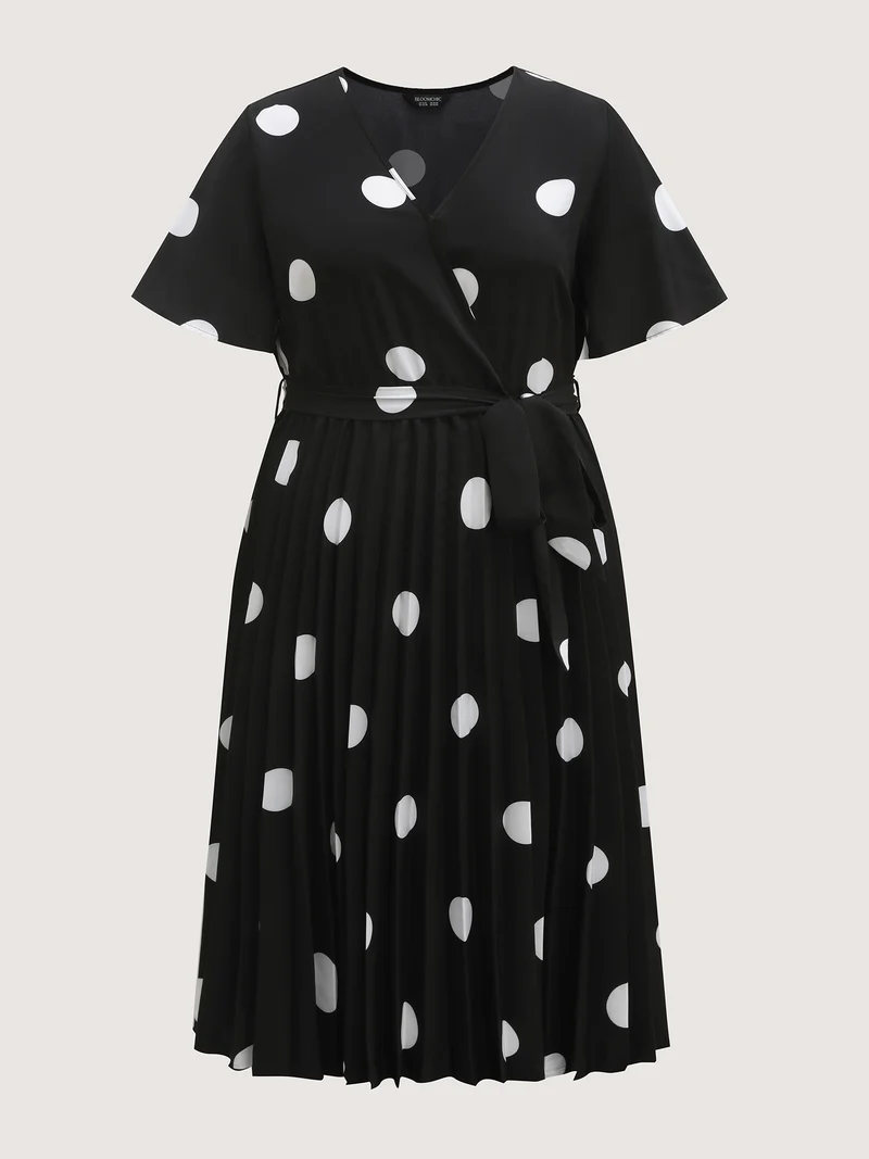 Polka Dots Stretchy Waist Midi Dress
