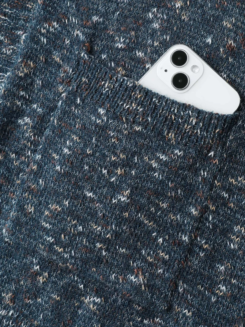 Heather Pockets Open-Front Knit Cardigan