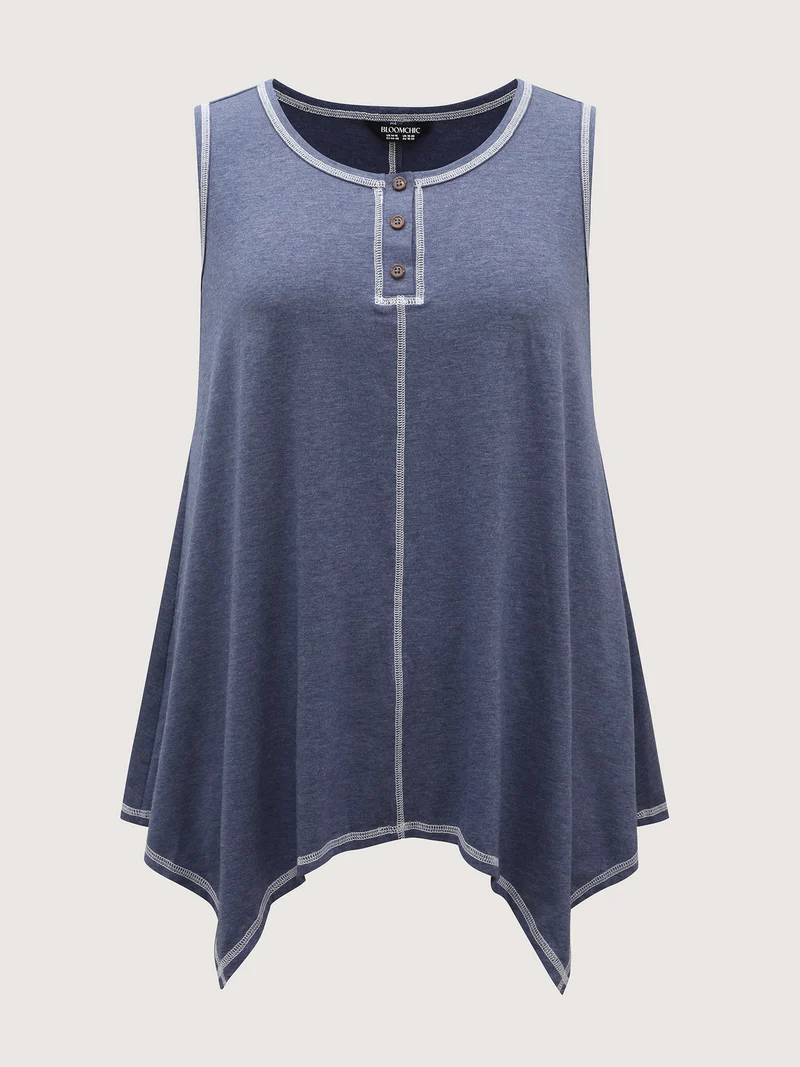 Color Contrast Asymmetrical Hem Tank Top