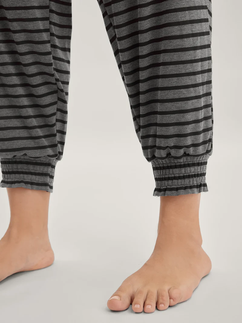 Striped Print Drawstring Shirred Lounge Pants