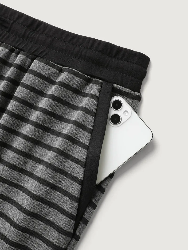 Striped Print Drawstring Shirred Lounge Pants