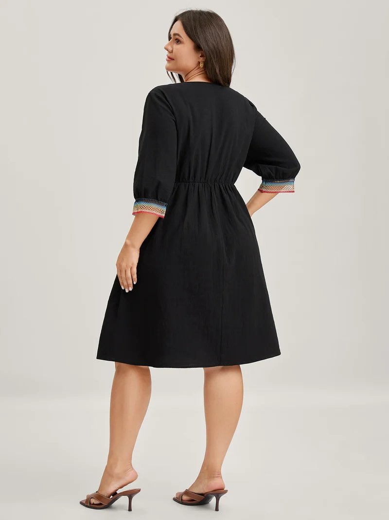 Pure Cotton Colorful Lace Midi Dress