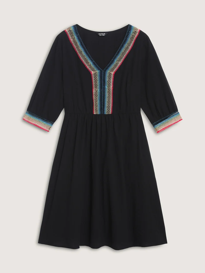 Pure Cotton Colorful Lace Midi Dress
