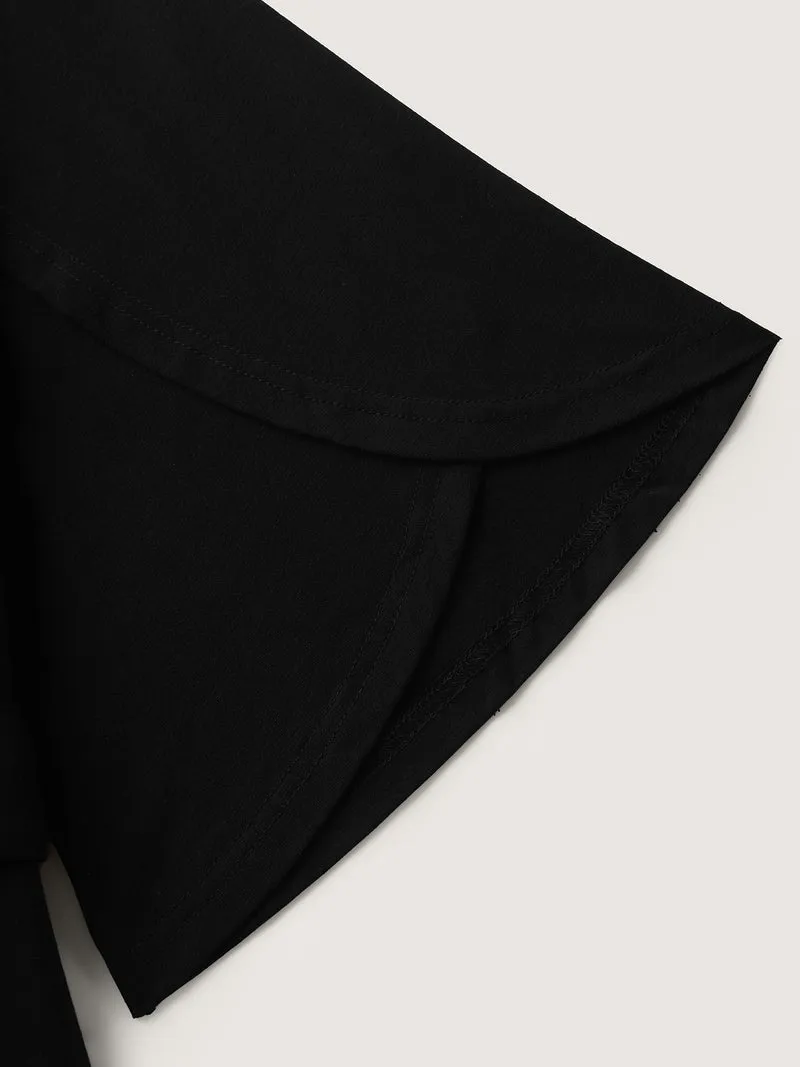 Supersoft Petal Sleeve Belted Waist-Defining Midi Dress