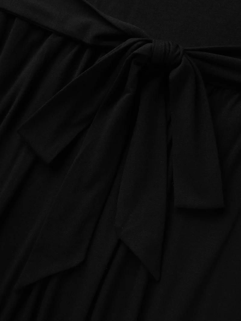 Supersoft Petal Sleeve Belted Waist-Defining Midi Dress