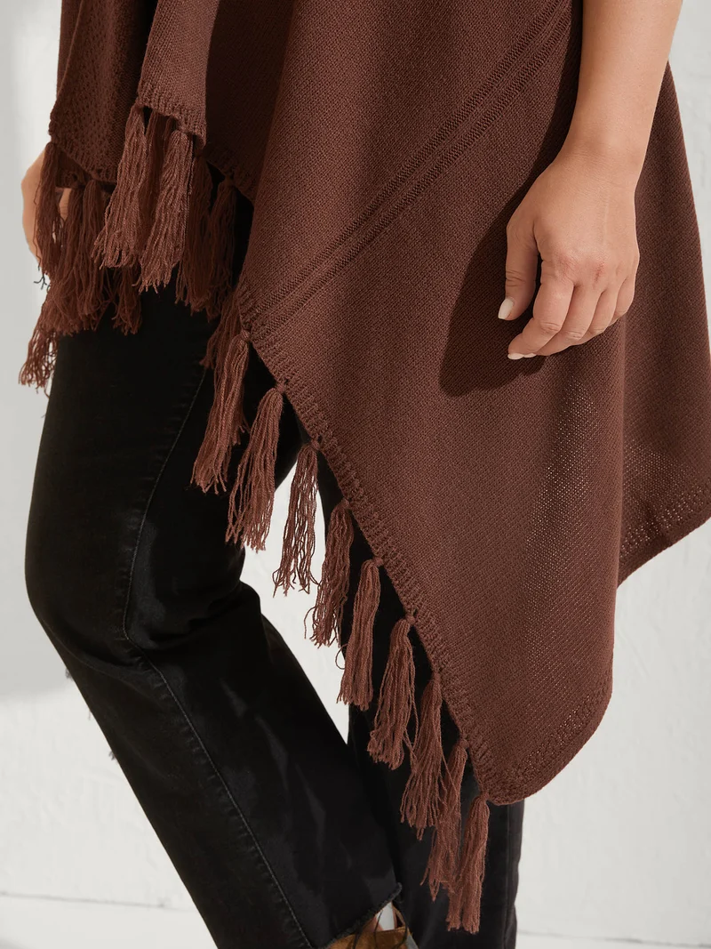 Irregular Hem Sleeveless Tassel Cardigan