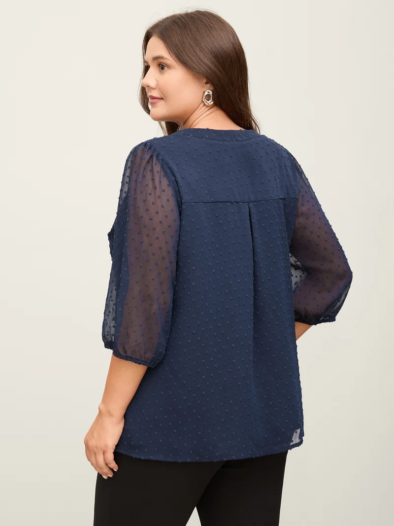Polka Dots Sheer Textured Blouse