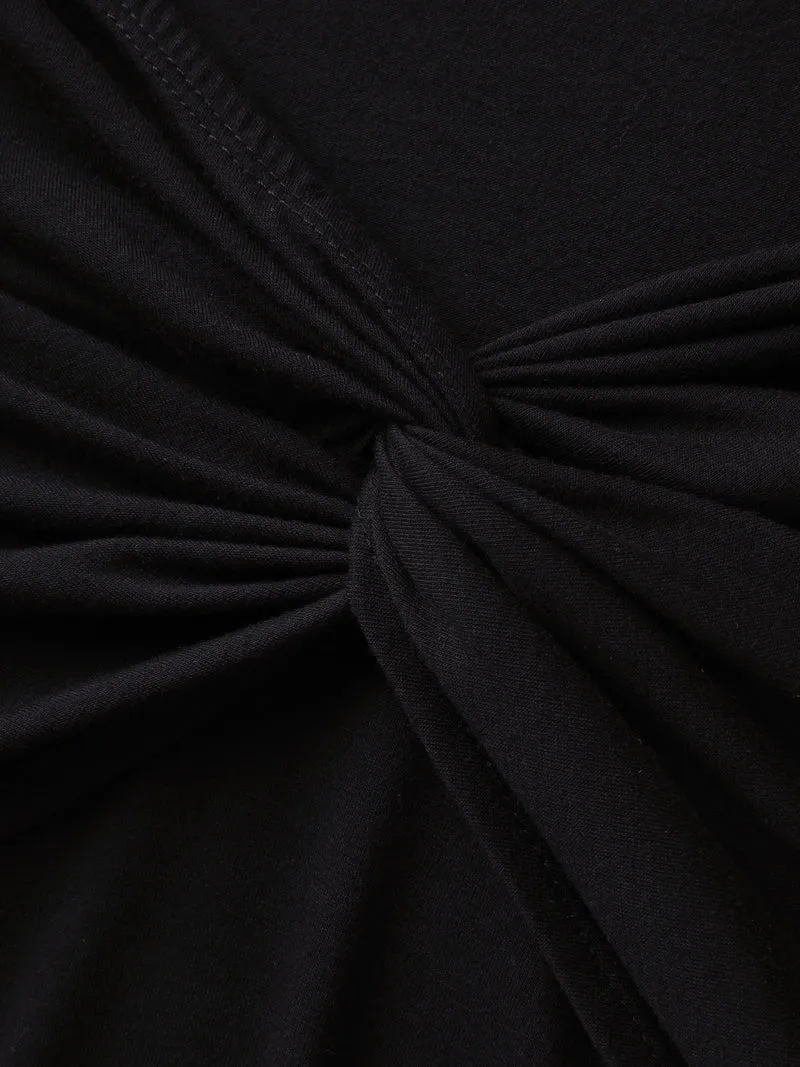 Twist Front Off-Shoulder Pockets Midi Dress