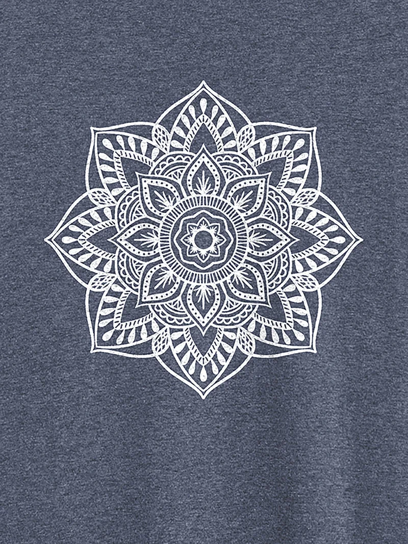 Boho Floral Motif Round Neck T-Shirt