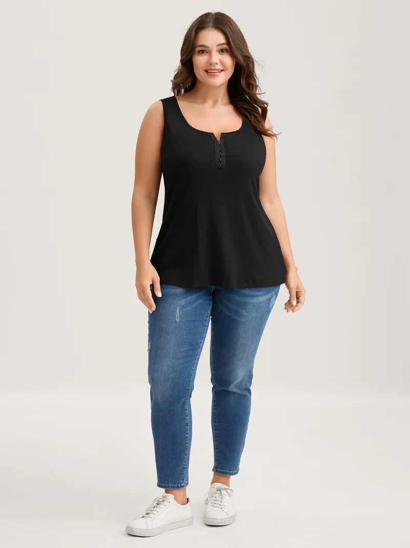 Supersoft Ribbed Clasp Neckline Fitted Tank Top