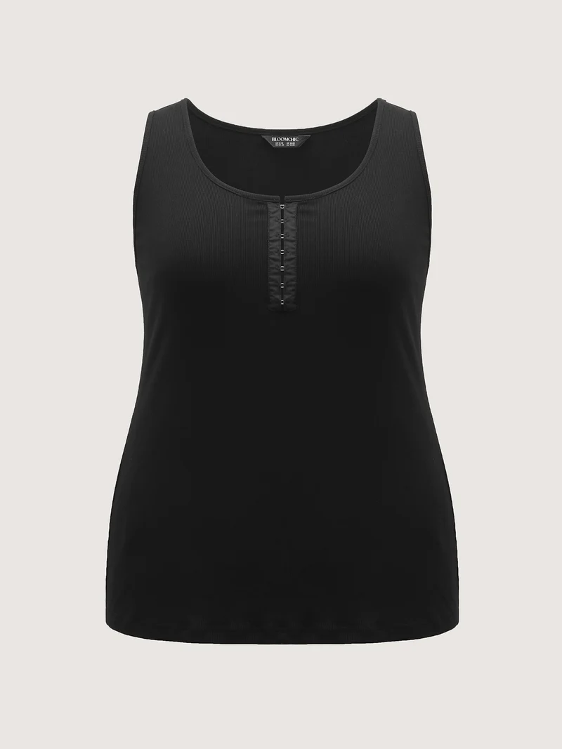 Supersoft Ribbed Clasp Neckline Fitted Tank Top