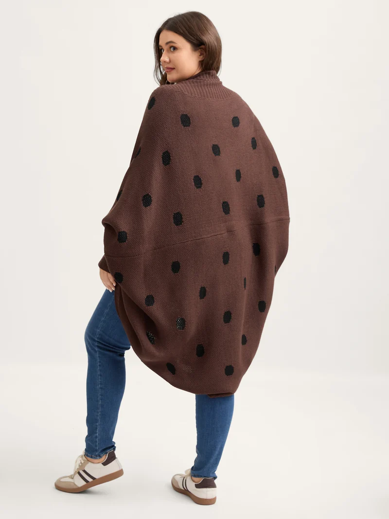 Polka Dots Dolman Sleeve Knit Cardigan