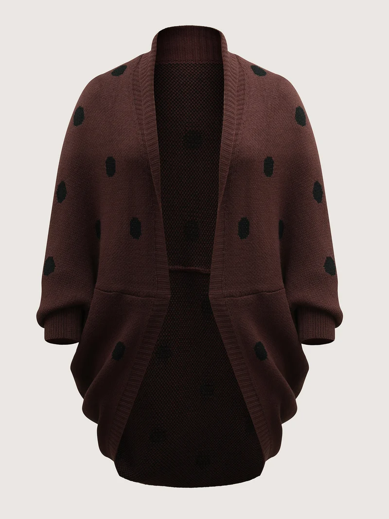 Polka Dots Dolman Sleeve Knit Cardigan