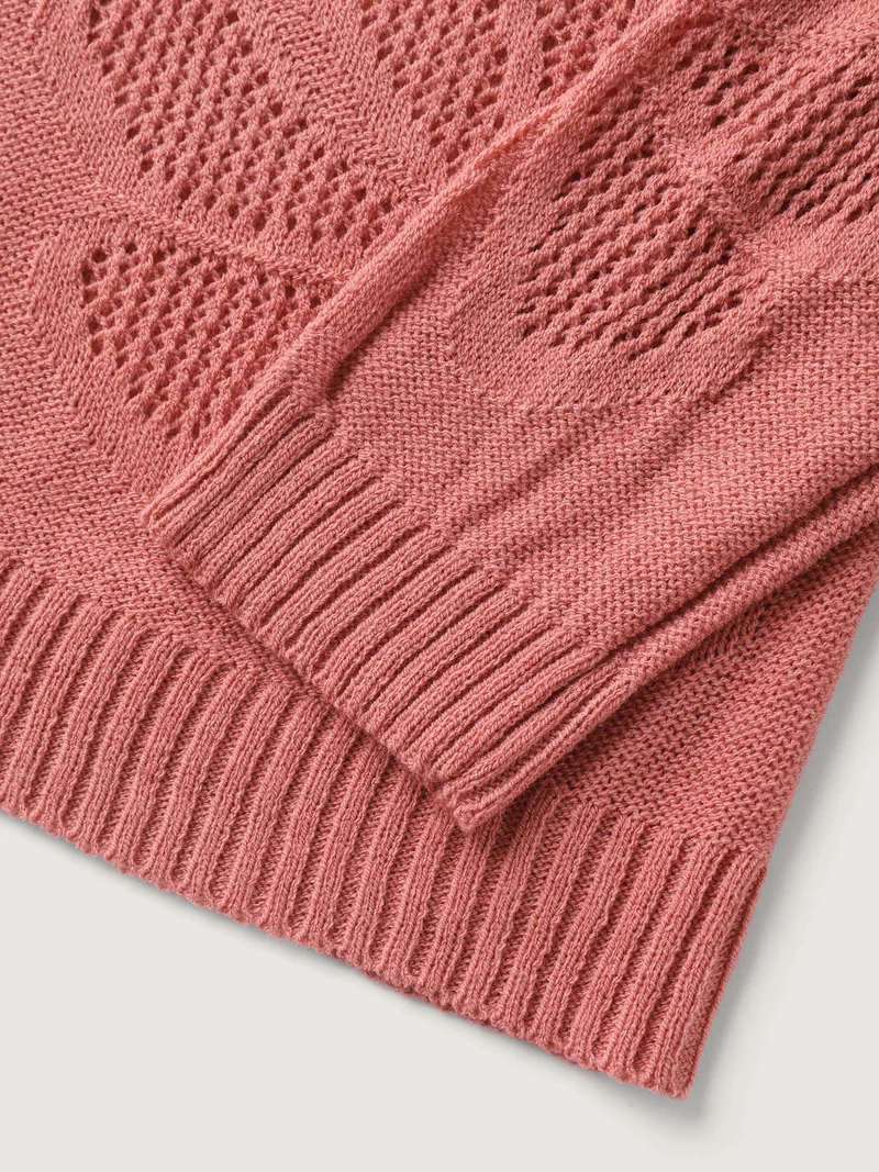 Floral Cut-Out Jacquard Knit Cardigan
