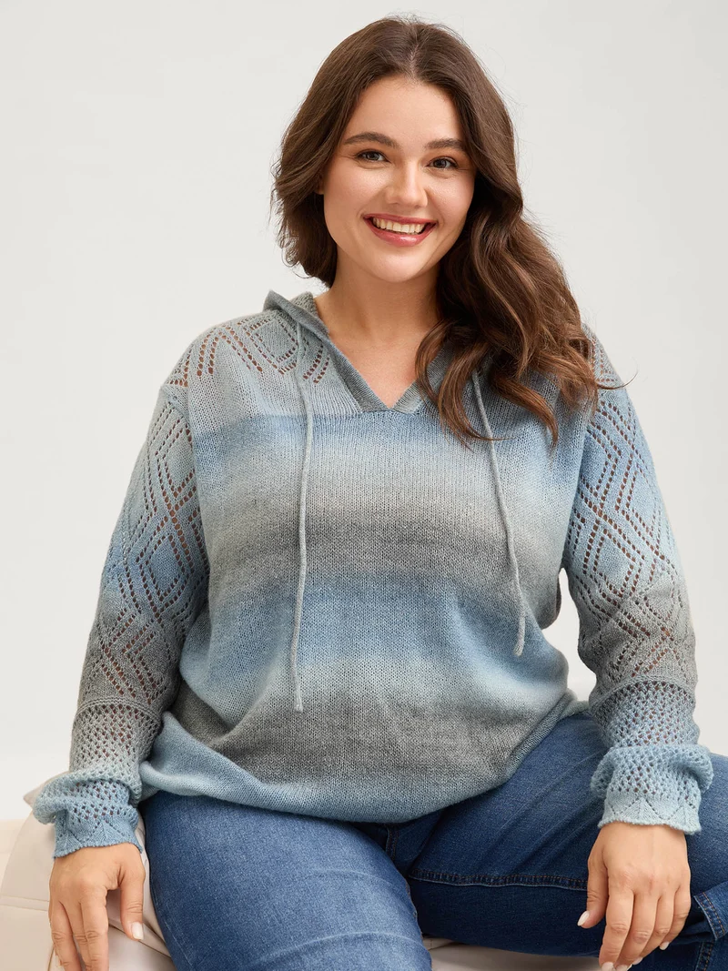 Heather Ombre Gradient Hooded Pullover