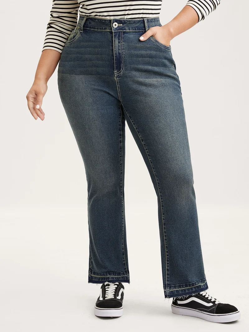 Rolled Cuff Straight-Leg Jeans