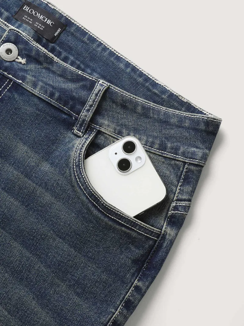 Rolled Cuff Straight-Leg Jeans
