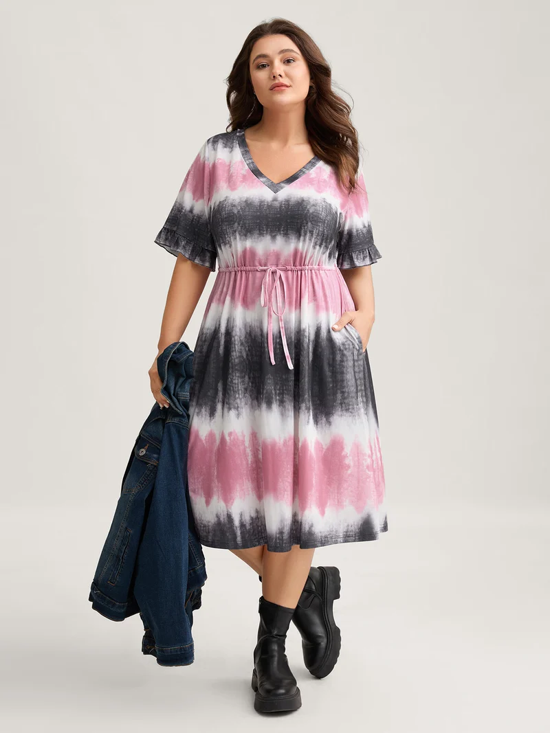 Supersoft Tie-Dye Drawstring Midi Dress