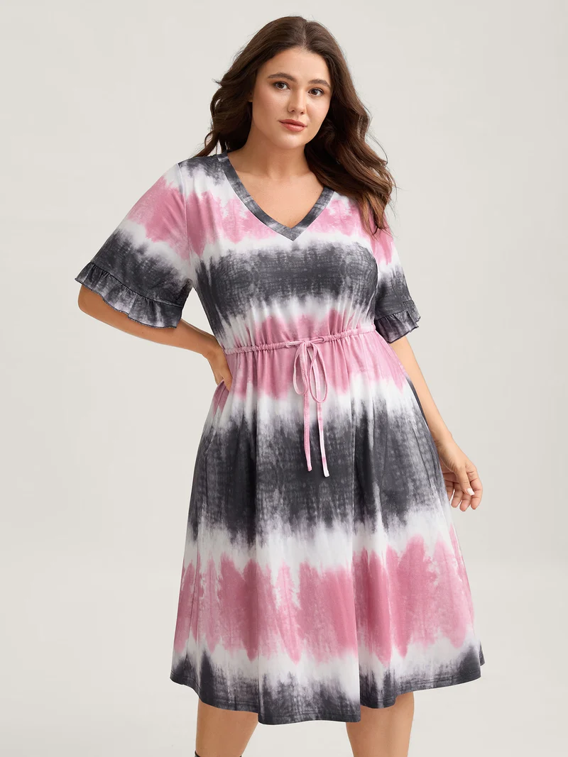 Supersoft Tie-Dye Drawstring Midi Dress