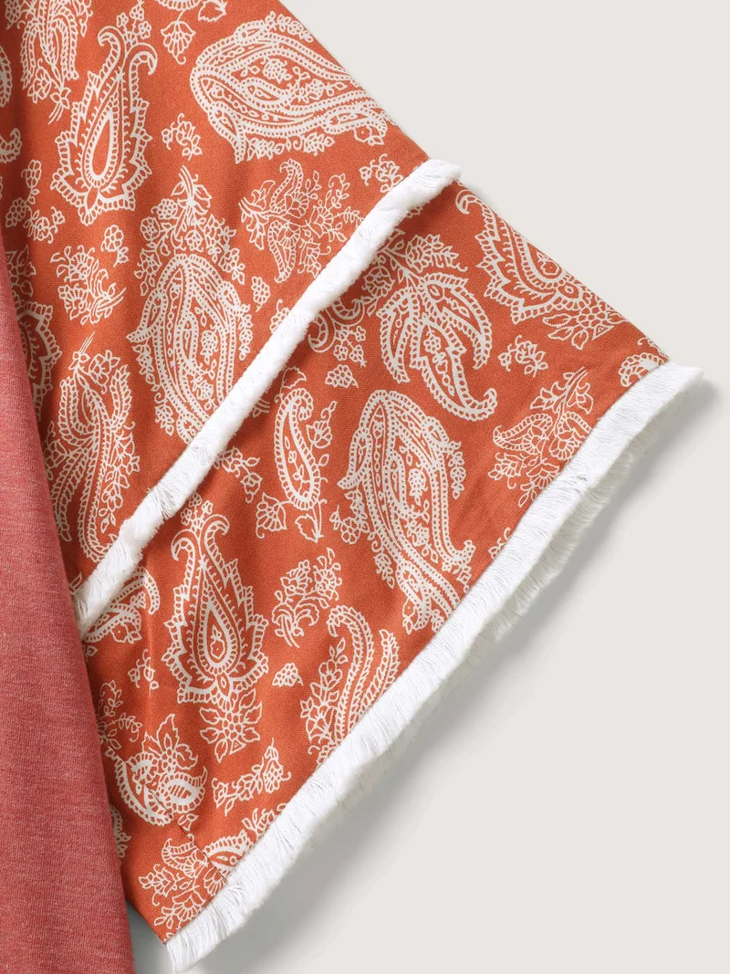 Supersoft Rayon Tassel Paisley Sleeve T-Shirt