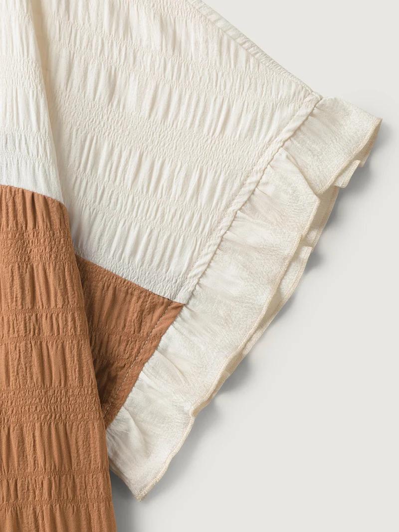Textured Color Block Tiered Midi Dress